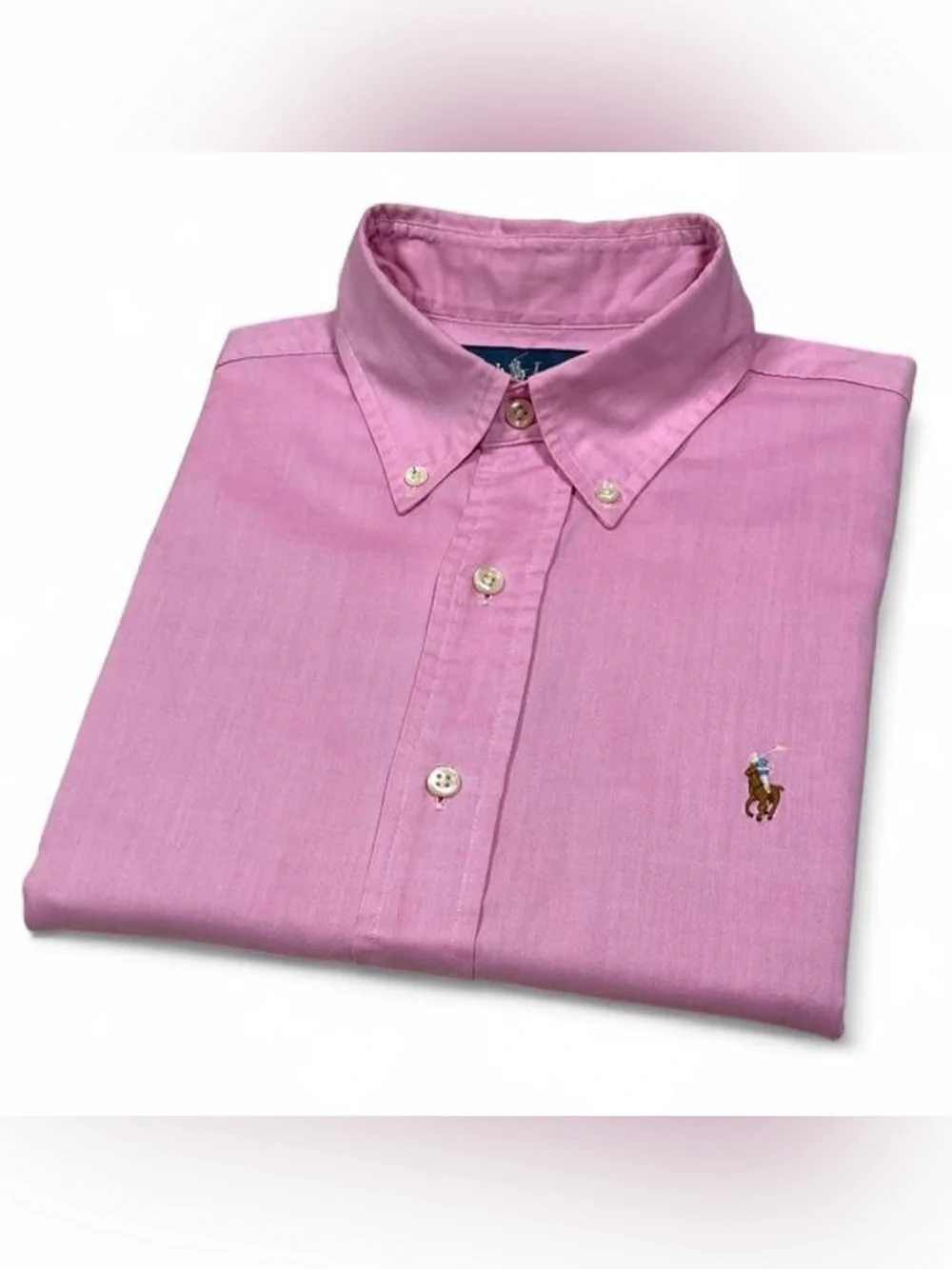 VTG Polo Ralph Lauren Flesh Pony Classic Fit Pink Button-down Shirt Men’s Size S